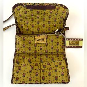 MAGGIB wallet‎ purse with cross body strap brown/green/yellow/pink paisley